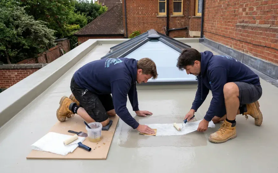 A genuine D.J.K Roofcare job — new roofing membrane and battens