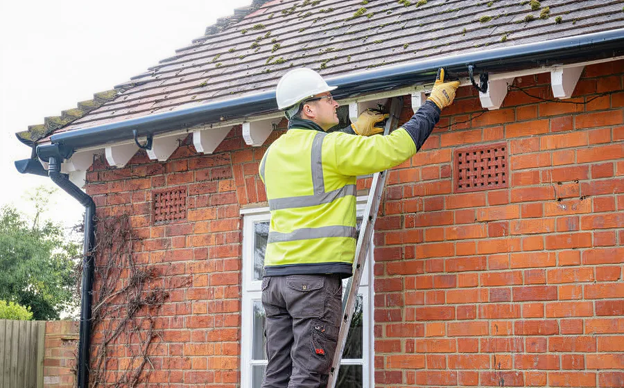 A genuine D.J.K Roofcare job — new fascias, soffits and guttering on a house